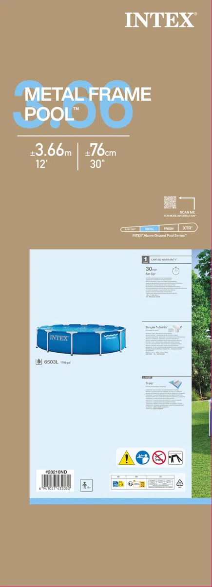 Intex Piscine 28210ND 3,66 m x 76 cm à Structure métallique Piscine Seule