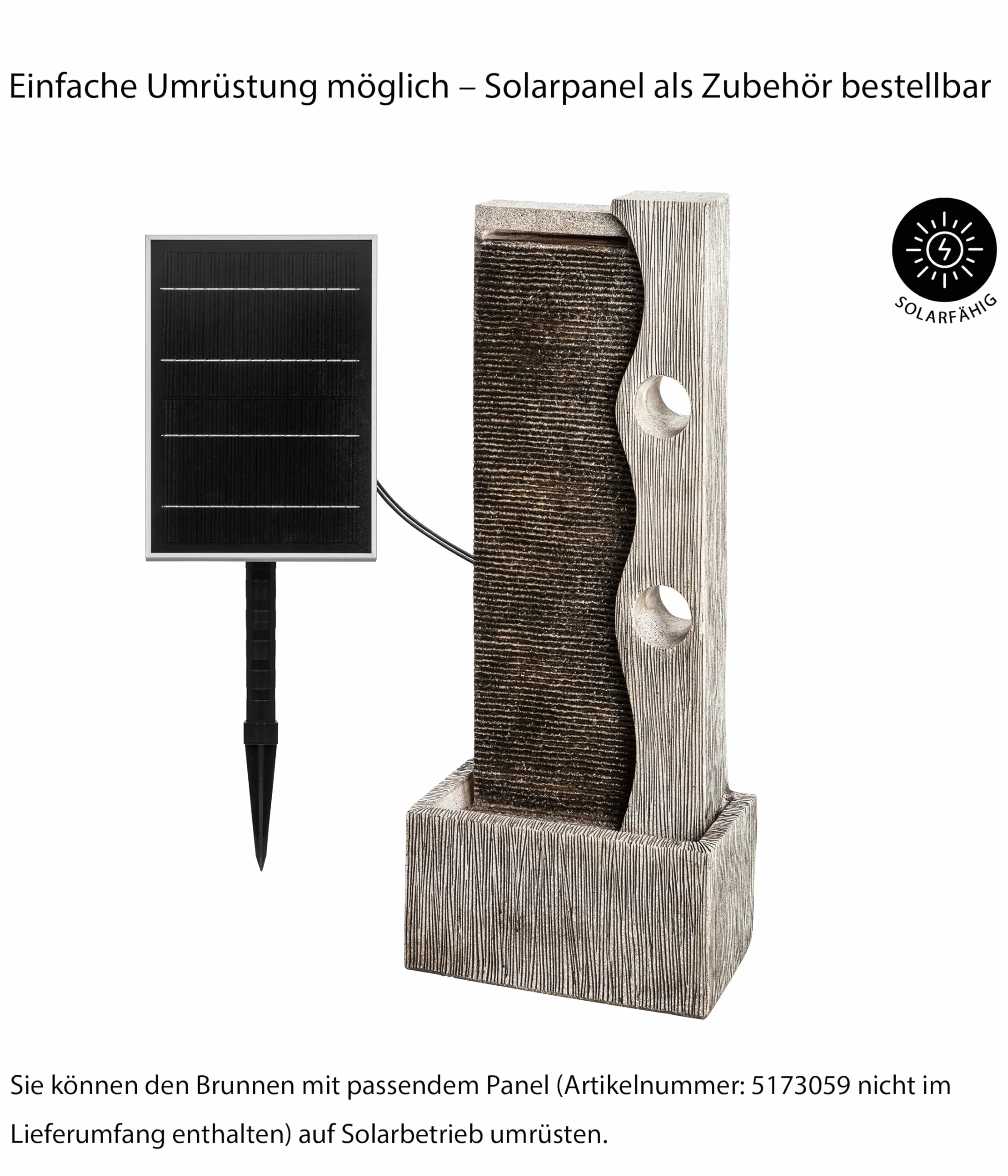 Dehner Fontaine de Jardin Eclipse avec éclairage LED, Environ 100 x 40 x 19,8 cm, polyrésine, Gris