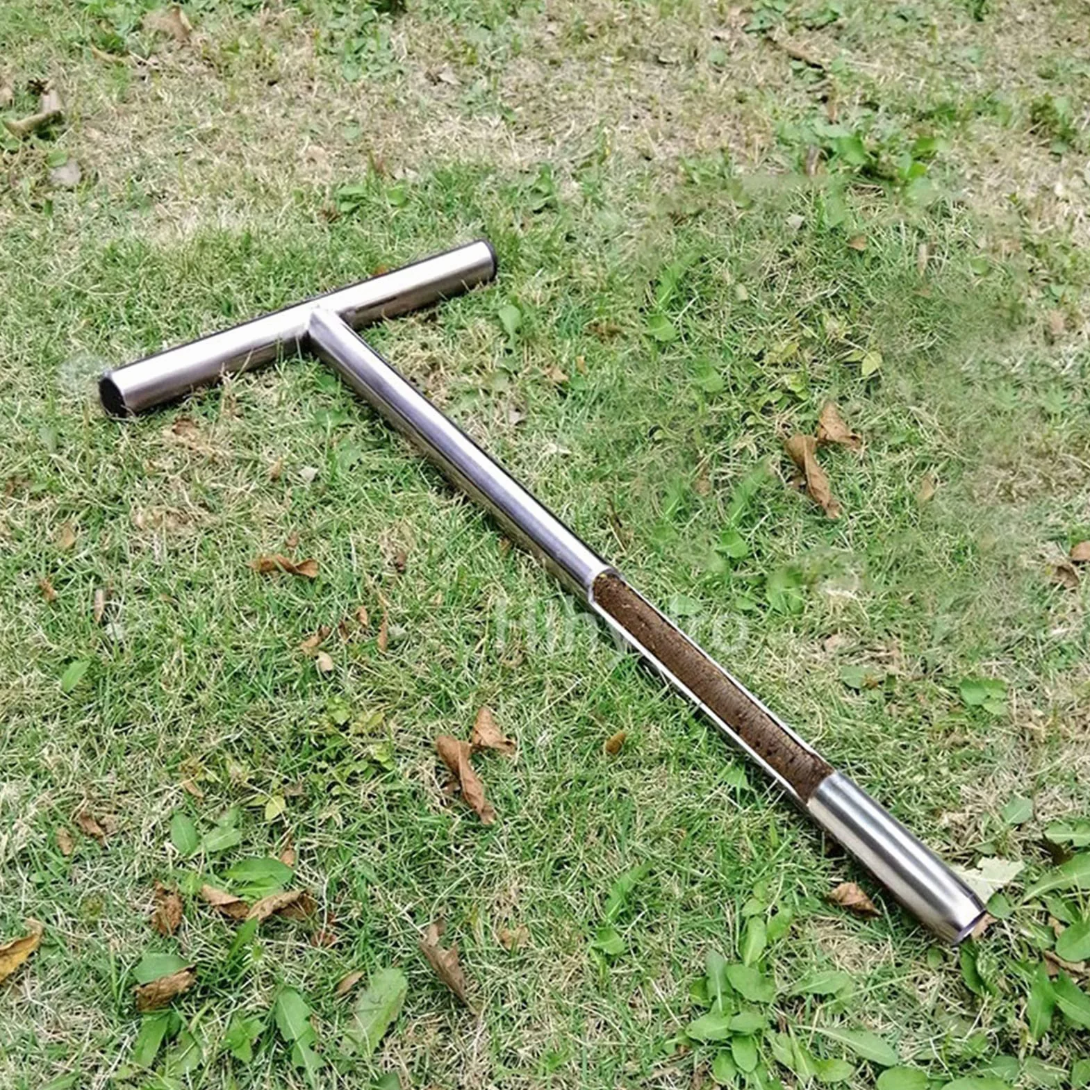 Sonde d'échantillonnage de Sol, Tige de sonde de Sol en Acier Inoxydable 304 avec poignée en T, Outil de carottage pour l'échantillonnage de Sol, Soins des Plantes,