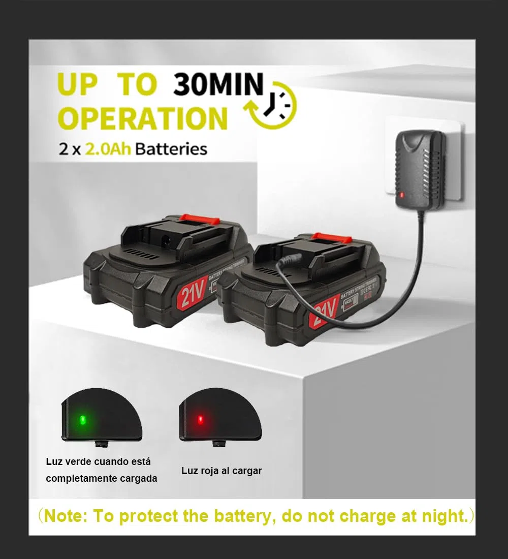Coupe Bordure sans Fil avec Batterie 21V Debroussailleuse Electrique sans Fil avec 2 Batteries de 2,0 Ah et 650W Debrouissalleuses Batterie avec Moteur de 6 000 TR/Min, Efficace et Facile