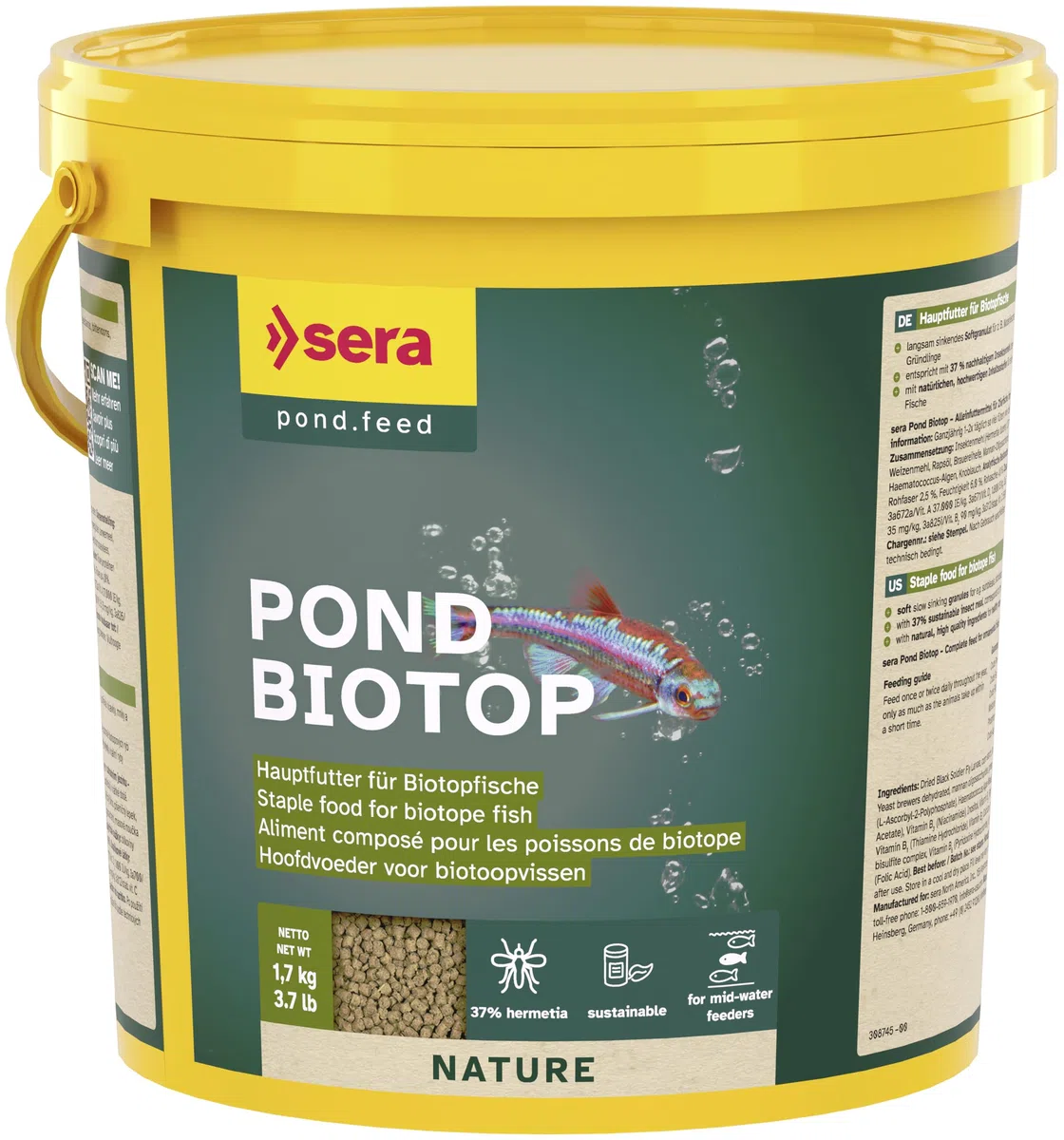 Pond Biotop Nourriture Biologique pour Poissons Rouges 3,8 l (1,7 kg) à Base de Farine d'insectes Durable