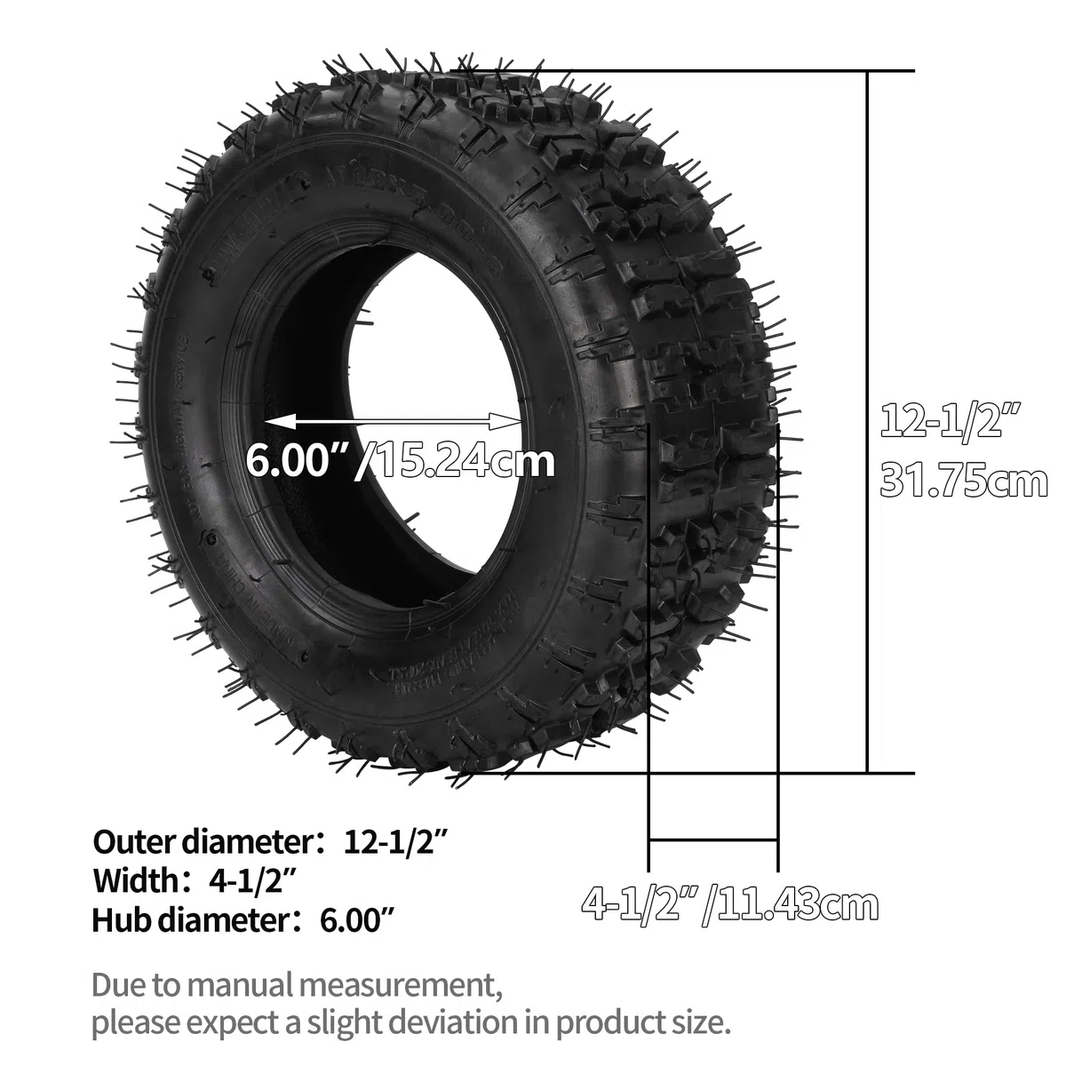 RUTU 13 x 5.00-6 13X5-6 Pneus et chambres à air avec tige incurvée TR87 | Razor Dirt Quads Yerf Dog Motovox Go Karts Dirt Bikes ATV Tondeuse Tracteur Chariot Diable 4 Roues Lot de 2