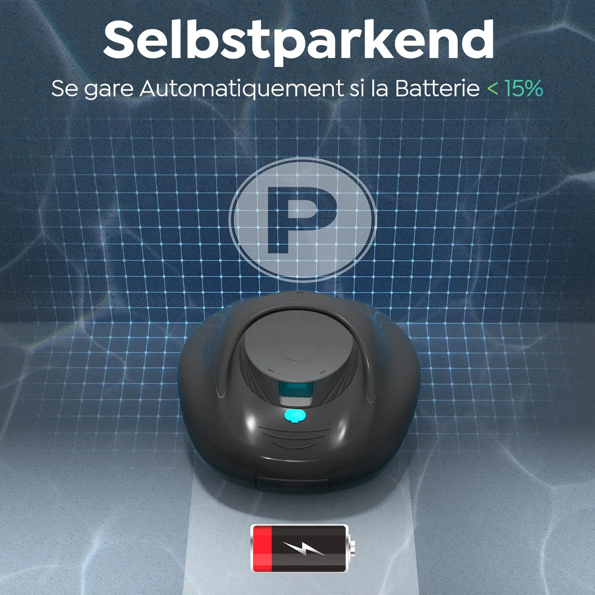 Robot Piscine, Nettoyeur de Piscine à Double Moteur, Gris & Vert | Aspirateur Piscine Sans Fil,Autonomie 130 Min,Fonction de Stationnement Automatique pour Piscines Hors Sol