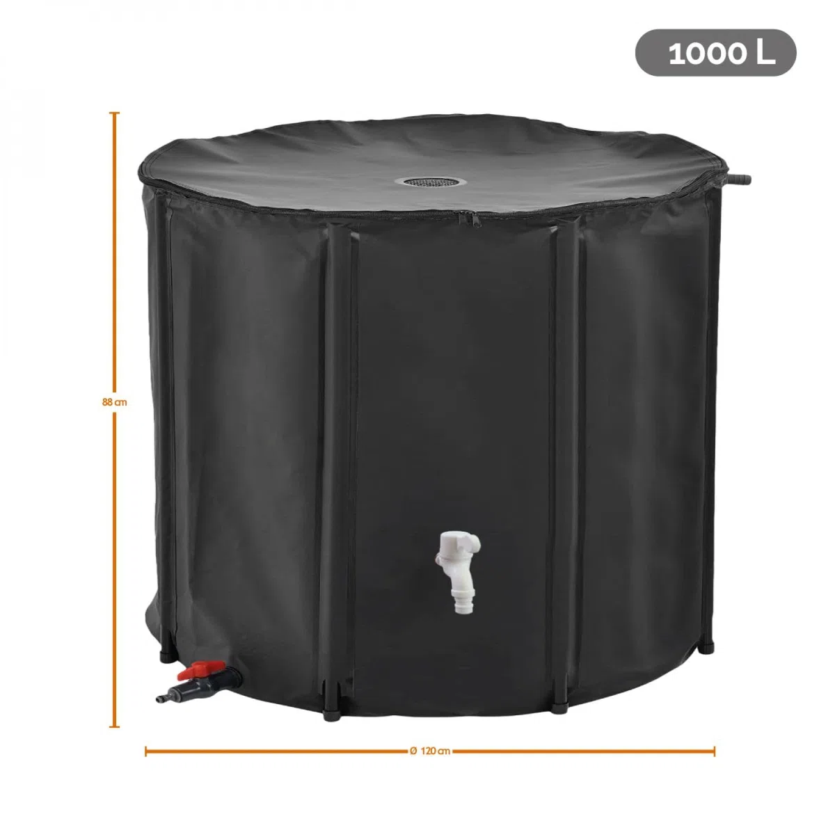 Linxor - Réservoir souple, récupérateur d'eau de pluie pliable - 1000 L - 2 Coloris