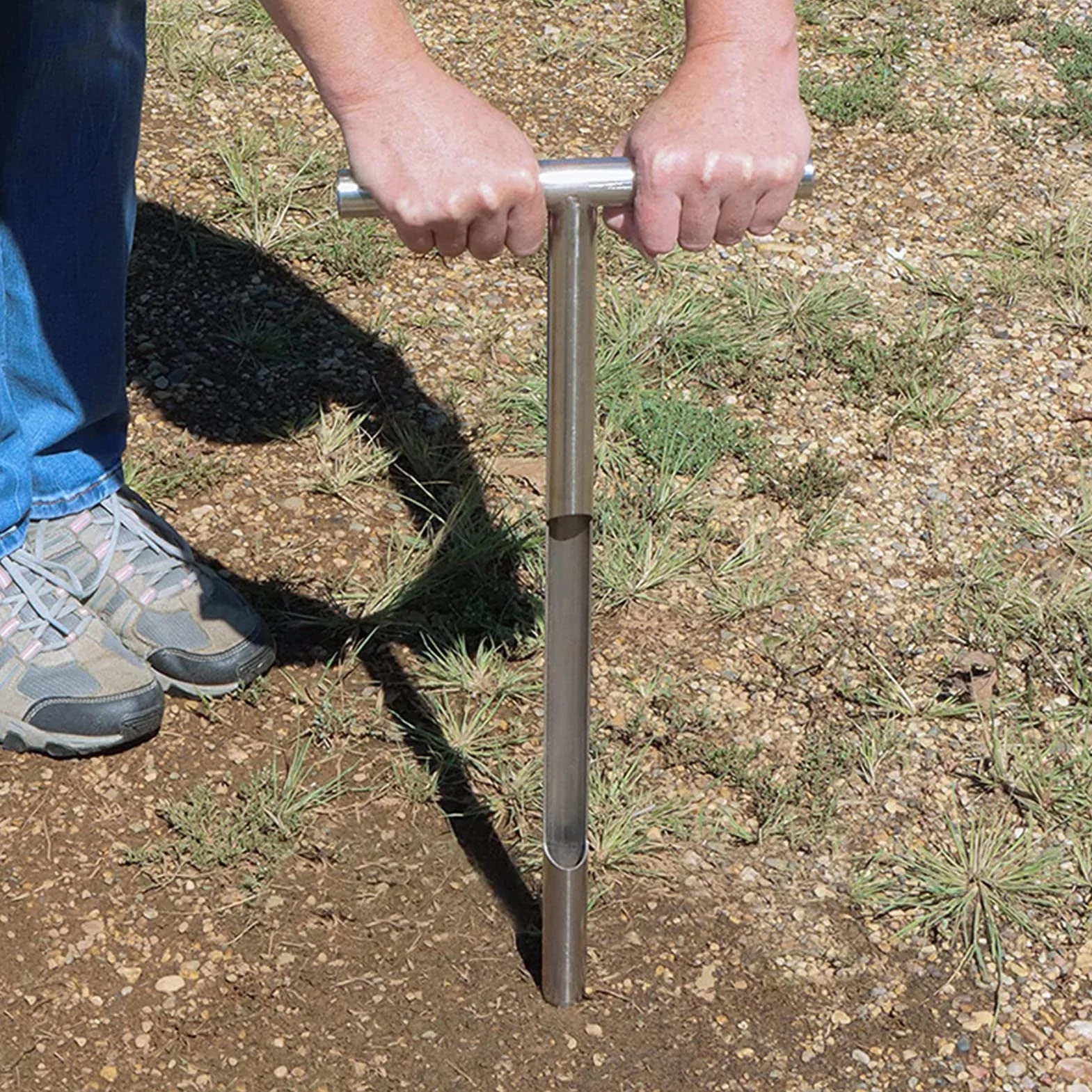 Sonde d'échantillonnage de Sol, Tige de sonde de Sol en Acier Inoxydable 304 avec poignée en T, Outil de carottage pour l'échantillonnage de Sol, Soins des Plantes,