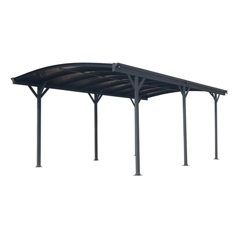 Carport Autoportant en Aluminium et Polycarbonate 17,28m² | Protection Véhicule Anti-UV et Intempéries | Gris Anthracite avec Kit d'ancrage Inclus | Robuste avec Gouttières Latérales