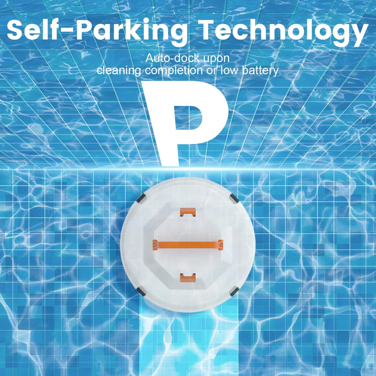 Robot nettoyeur de piscine sans fil, aspirateur de piscine robotique portable, technologie de stationnement automatique, moteurs doubles de 45 W, autonomie de 130 minutes jusqu'à 1100 m² pour piscines