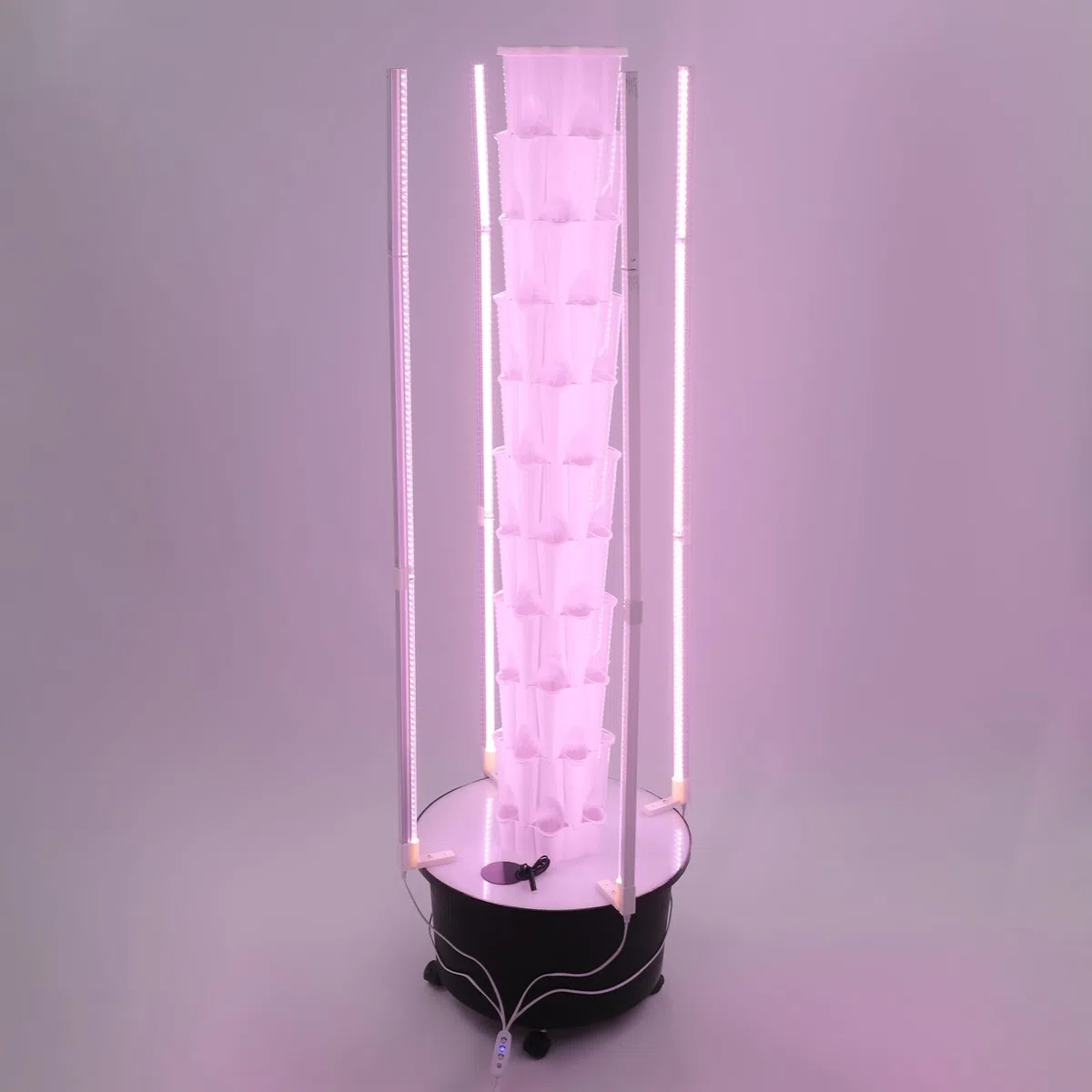 Tour hydroponique à 10 étages avec lumière LED et roues, système hydroponique de 60 plantes, kit de culture de jardin intérieur pour légumes, herbes, jardinage vertical économe en eau