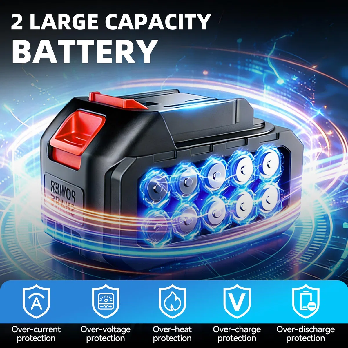 Nettoyeur Haute Pression sans Fil 21V, 2 * 4000mAh Nettoyeur Haute Pression sur Batterie Portable, Buse Multifonction 6 en 1, Tuyau 5M, Pistolet de Lavage Haute Pression pour Voitures et Balcons