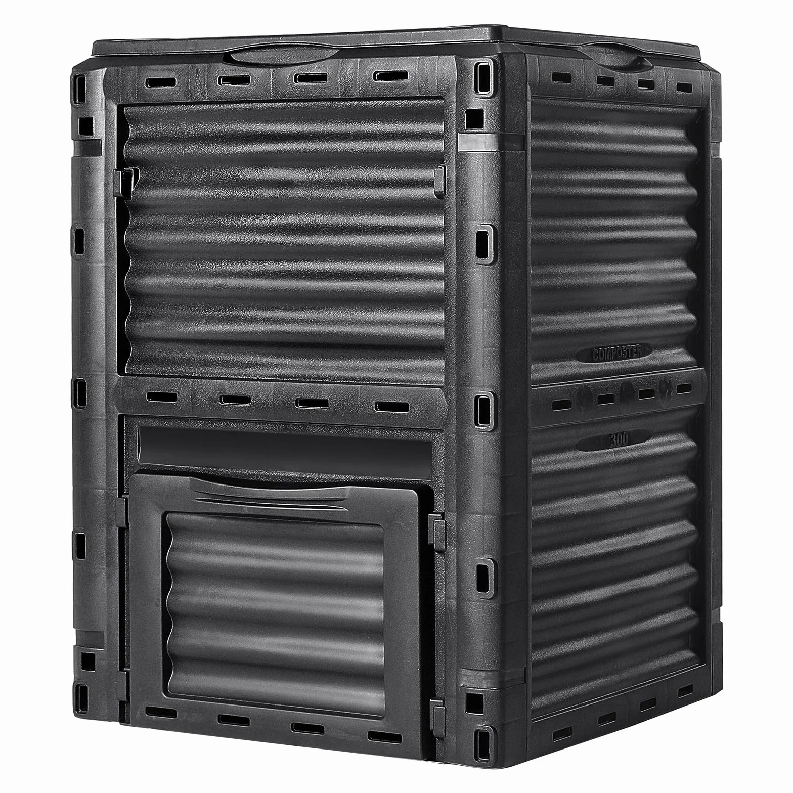 VEVOR Composteur de Jardin 300 L Bac à Compost Extérieur sans BPA avec Couvercle Porte Inférieure Grande Capacité Facile à Installer pour Collecte des Feuilles Compostage Création Rapide Sol Fertile