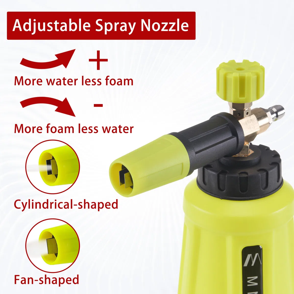 M MINGLE Pistolet Nettoyeur Haute Pression avec Canon à Mousse 1 L, 280 Bar | Lance à Mousse avec Raccord Rapide 1/4", Kit de Canon à Mousse pour Lavage Voiture Auto avec 5 Buses et Adaptateur M22
