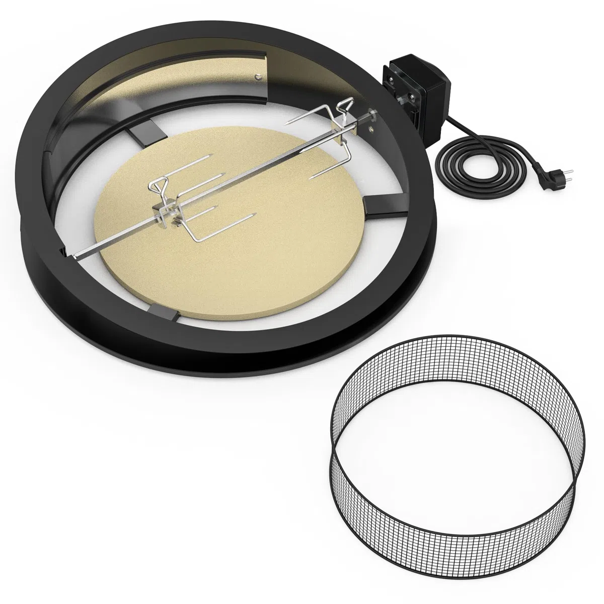 onlyfire Tourne Broche Barbecue Kit avec D'anneaux à Pizza pour Weber 57 cm Kettle Charcoal Grill, pour Rôtir du Poulet et Cuire des Pizzas, avec Moteur, Anneau à Charbon de Bois, Pierre à Pizza