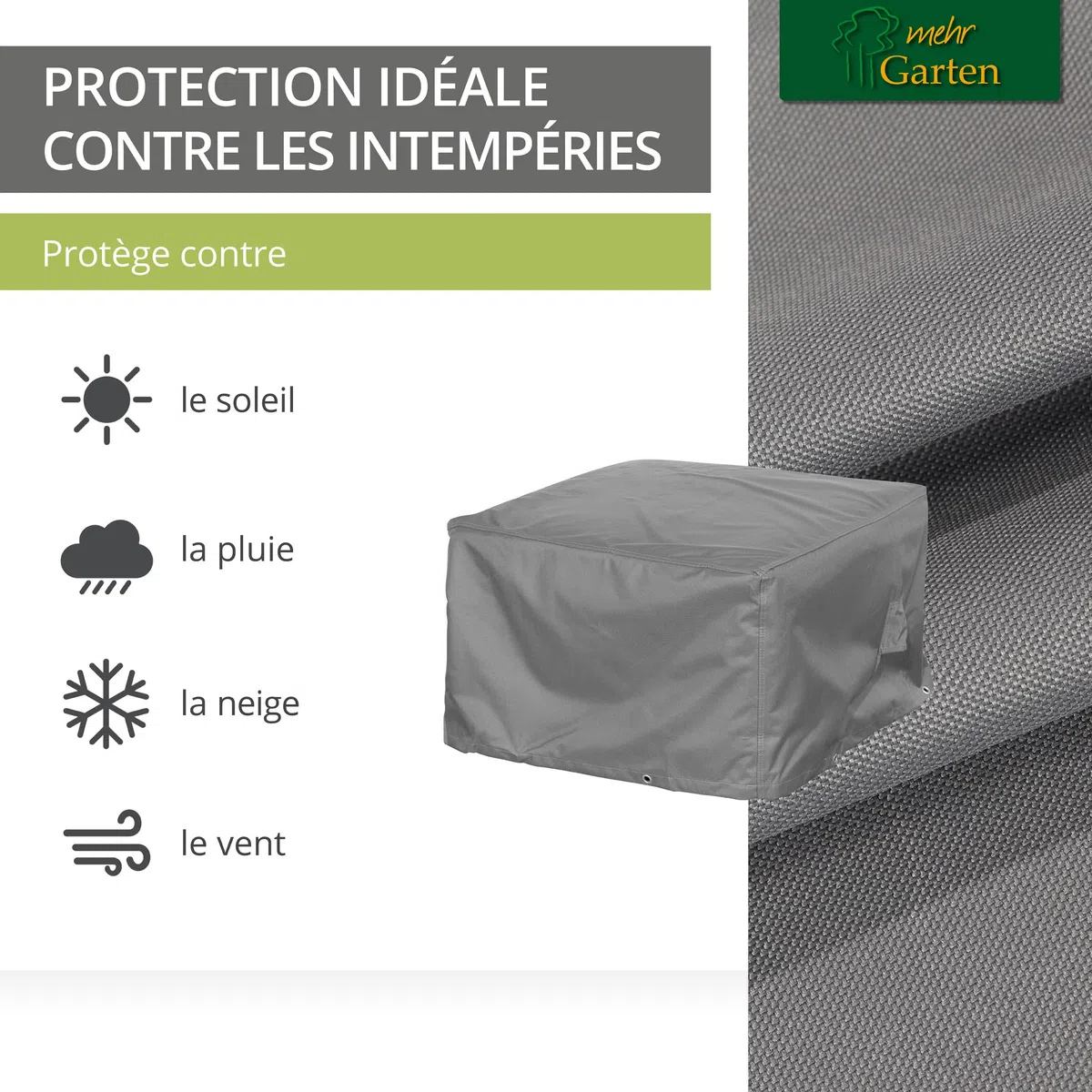 Housse de Protection pour Table Basse de Jardin | 100 x 100 x 45 cm | Polyester tissé Oxford 600D, Couleur : Gris