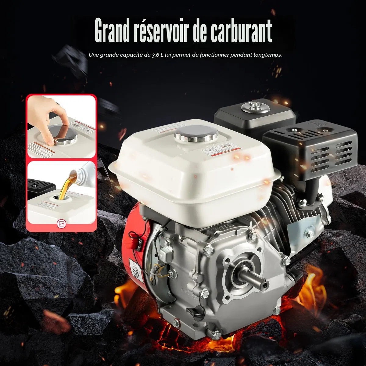 Moteur à essence 4 temps 7,5 CV OHV Moteur à essence Moteur monocylindre Moteur à essence Moteur à circuit Moteur