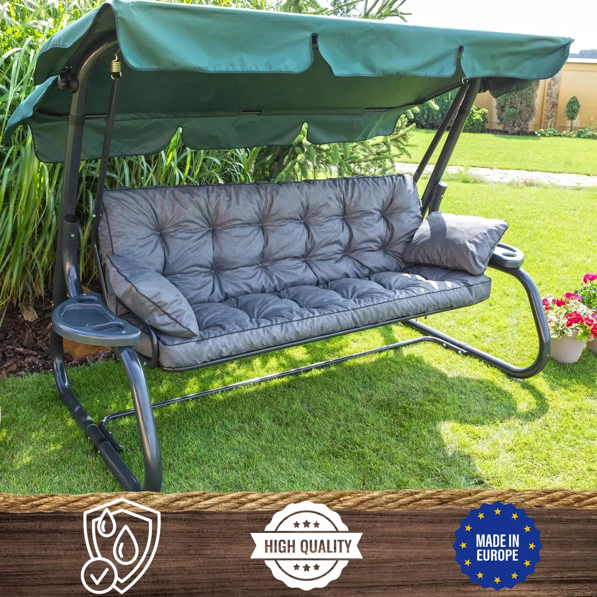 Coussin d'assise pour banc de jardin, 180 cm x 105 cm x 8 cm, pour balançoire, extérieur, imperméable, pour l'extérieur et l'intérieur, meubles de jardin