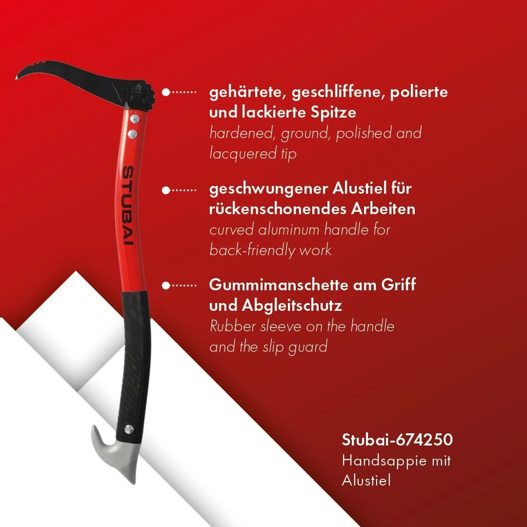 STUBAI Handsappie | Manche Ergonomique incurvé en Aluminium | 500 mm | Tire-Branche | Pince à Main pour ramasser, déplacer et Transporter des Morceaux de Bois et des Troncs d'arbres