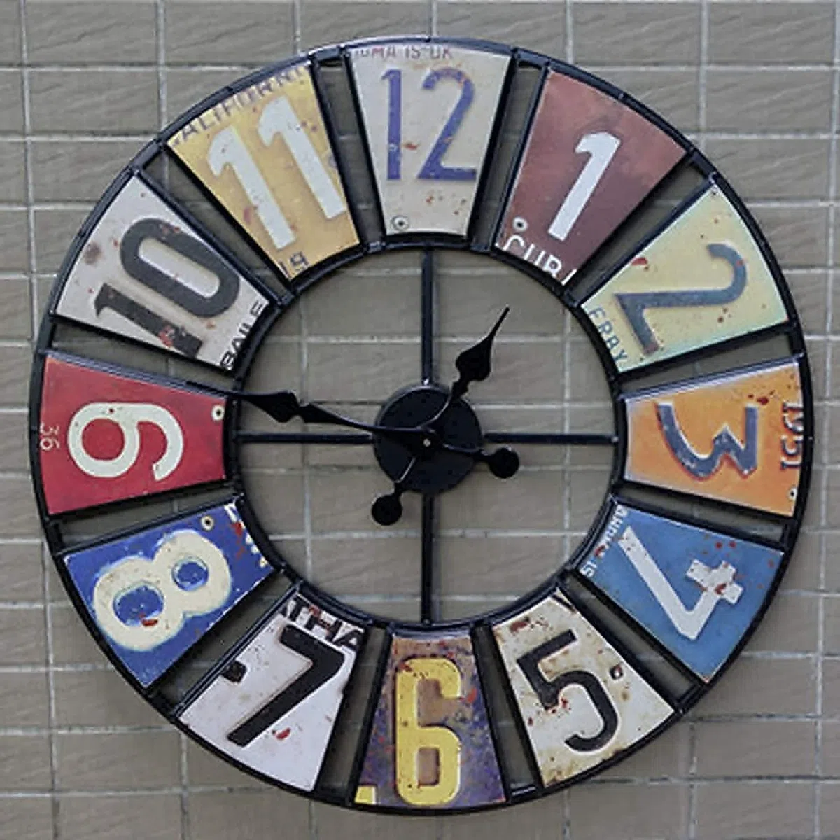 SBTXHJWCGLD Horloge Murale de Jardin extérieur, 60cm Autocollant Rond Horloge de Jardin Visage Ouvert Horloge extérieure étanche en métal Décoration extérieure intérieure Horloge Murale à Quar