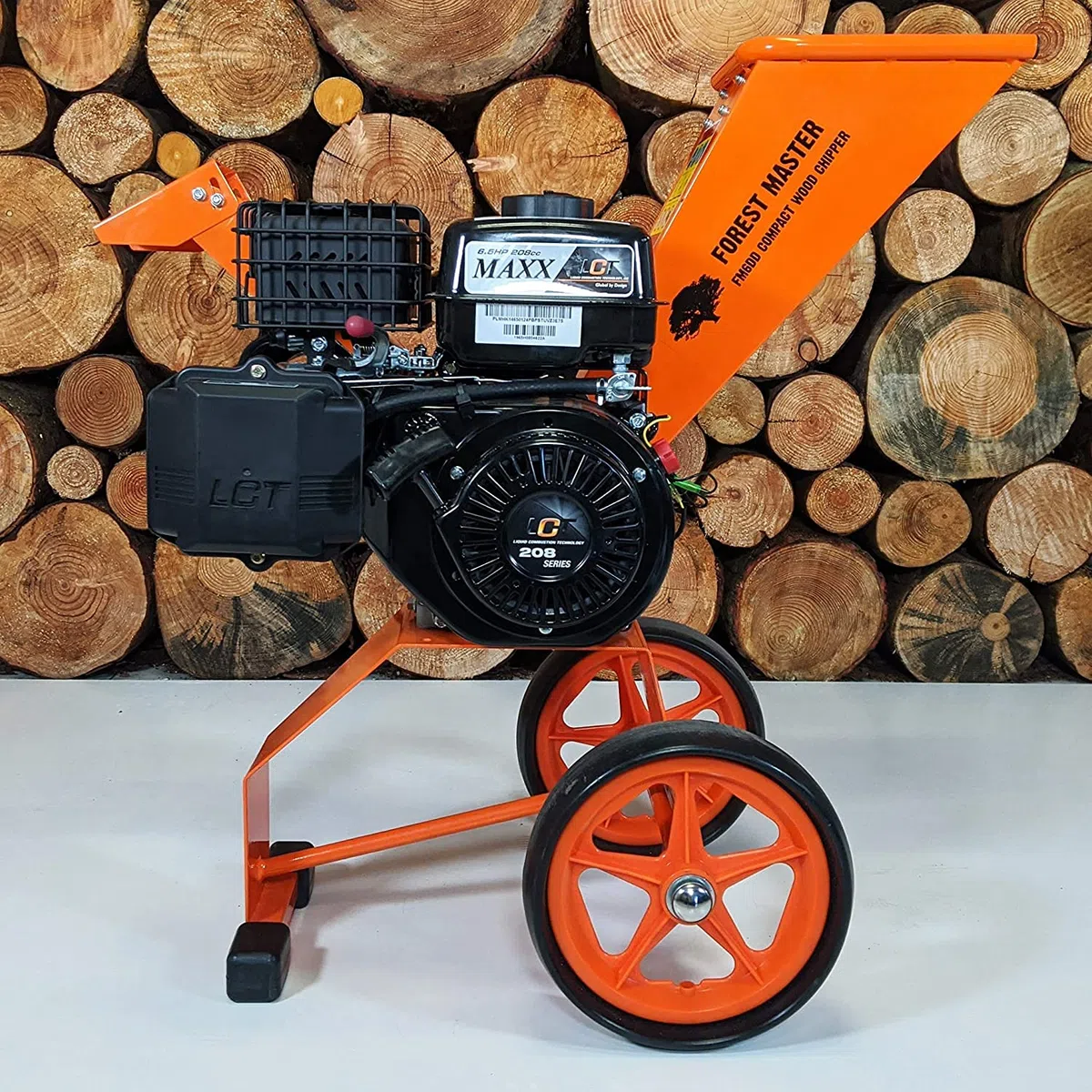 Forest Master Hachoir à bois à essence 6 CV compact équilibré, entraînement direct. Hachoir à bois de jardin Coupe jusqu’à 50 mm de branches