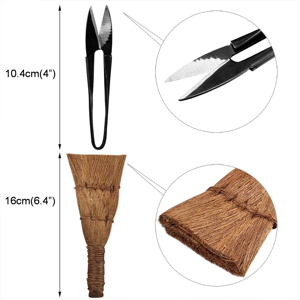Audeuk Kit de 10 Outils pour bonsaï, Outils de Jardinage avec Fils, Ciseaux, cisailles en Acier Carbone, Housse en Nylon