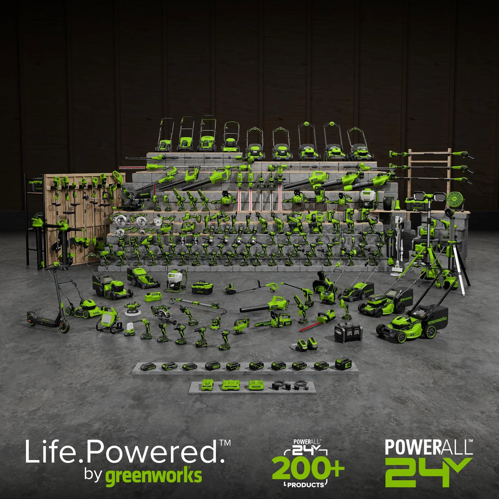 Greenworks 24V Coupe-Bordures sans Fil pour Moyens Jardins, Hauteur réglable, Largeur de Coupe 25 cm, 20 Couteaux Clients Inclus, Batterie 2.0 Ah et Chargeur, Barre de Guidage télescopique réglable