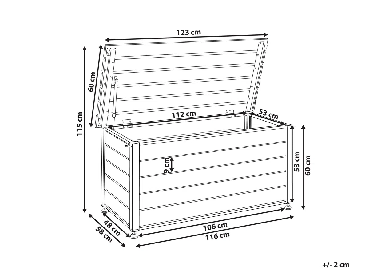 Beliani Coffre d'Extérieur de Rangement en Aluminium 123 x 60 cm Meuble de Jardin Gris Foncé Campalto