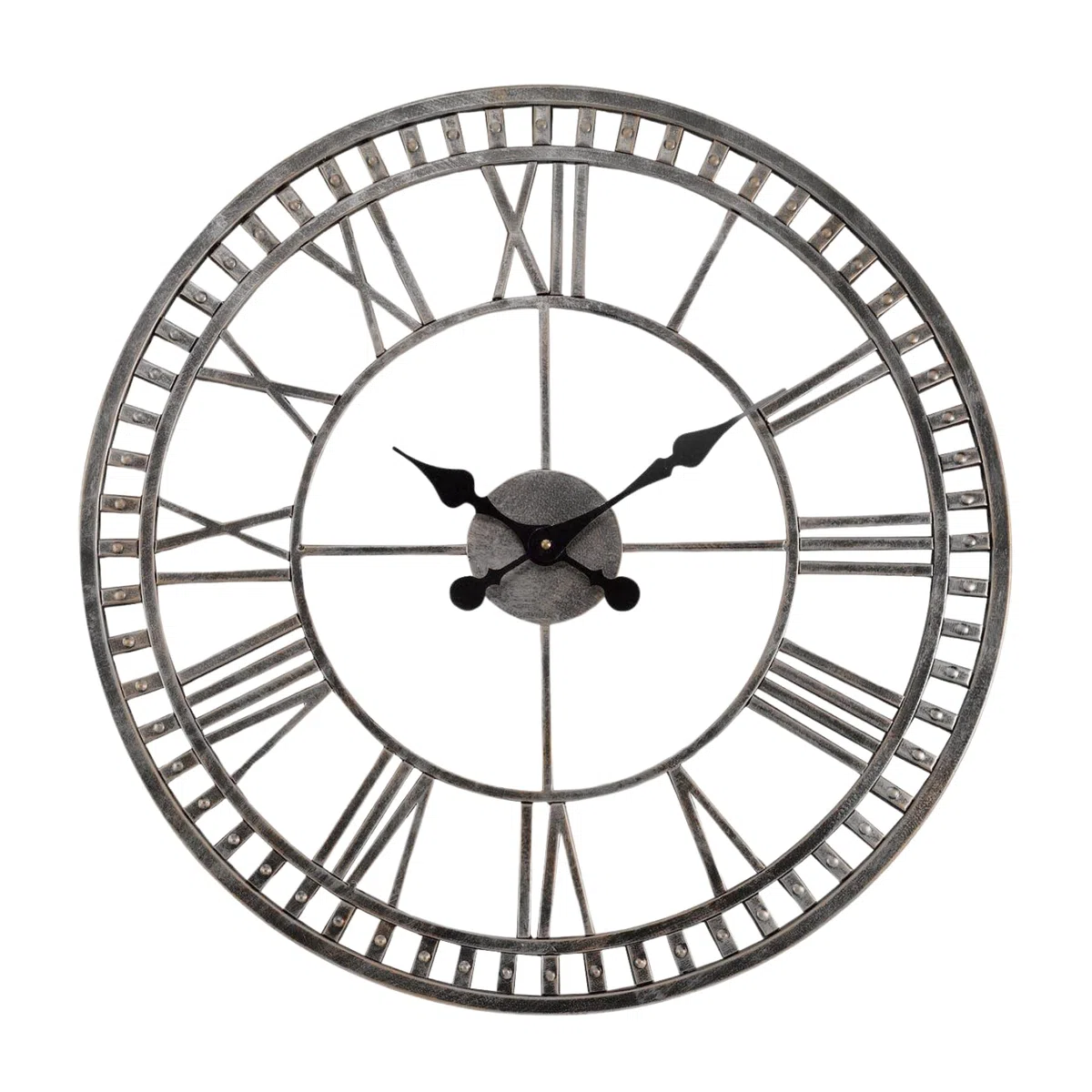 Garden Mile Horloge murale à chiffres romains ouverts de 60 cm pour extérieur/intérieur et extérieur - Étanche - Pour salon, cuisine, jardin