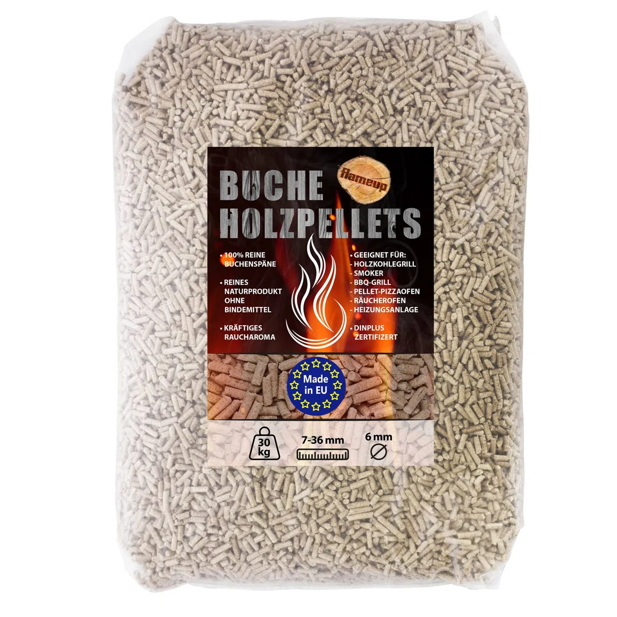 Granulés de Bois BBQ 30 kg Gril Fumée Copeaux de Bois hêtre Flameup