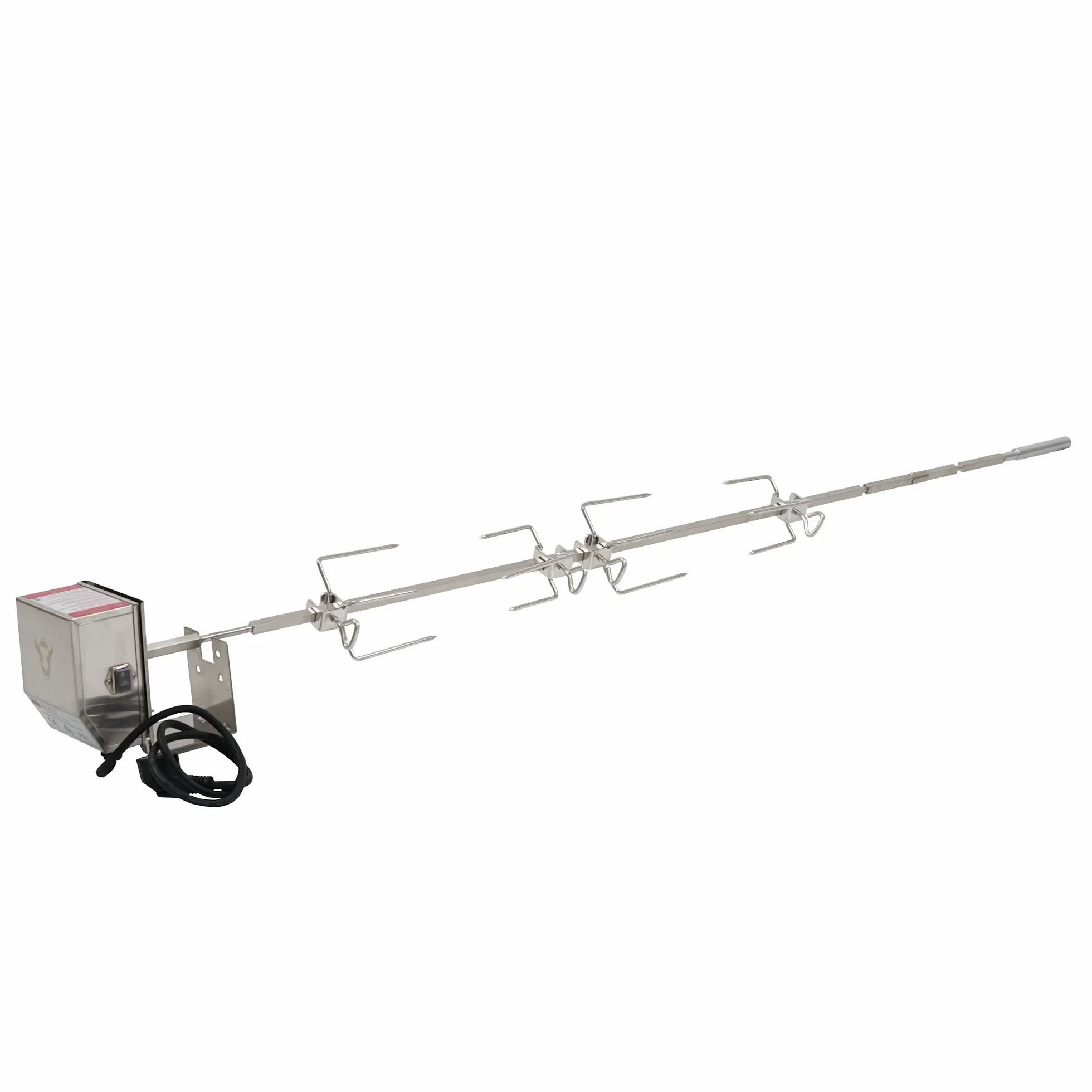 BBQ-Toro Set de broche en acier inoxydable | Pour barbecue Weber Genesis II séries 400 et 600 | Inclus 4 fourches, moteur, support pour moteur, broche rotative