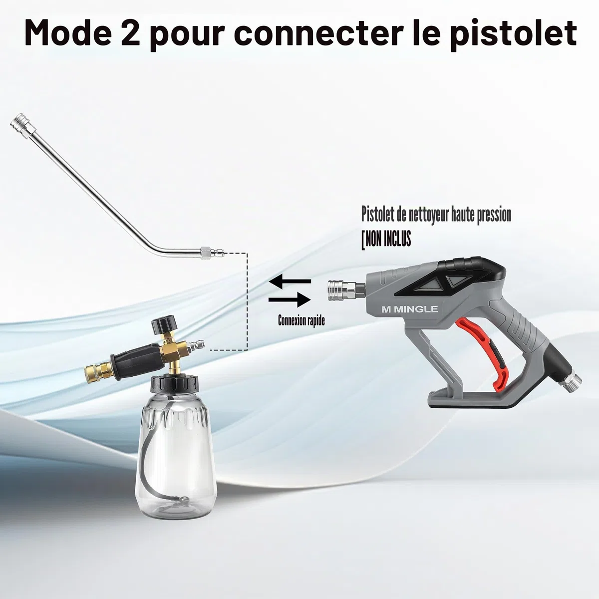 M MINGLE Nettoyeur Sous Voiture 40cm avec Canon à Mousse, pour KarcherK2-K7 | Nettoyeur Dessous de Caisse pour Nettoyeur Haute Pression, Rallonges de Lance et Adaptateur, Raccord Rapide 1/4", 280 bar