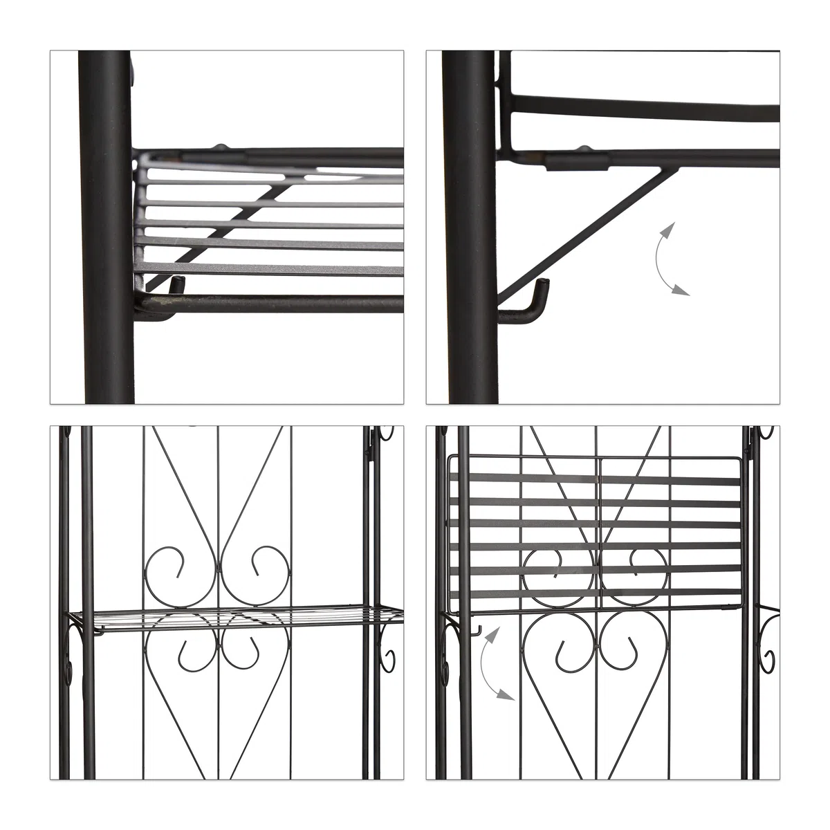 Relaxdays Etagère à fleurs en métal 4 niveaux meuble plantes pliable présentoir HxlxP 157 x 44 x 24 cm, noir