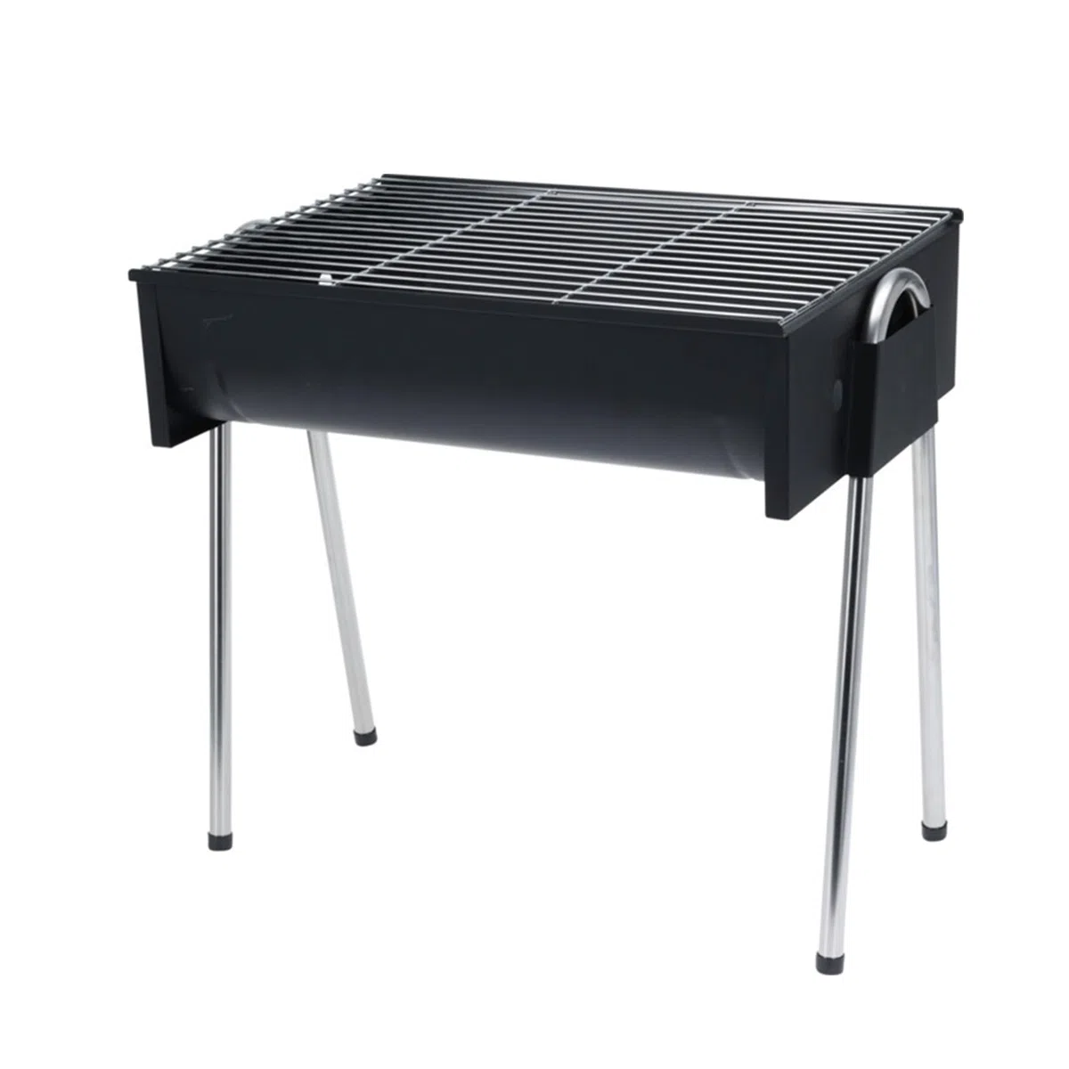 Barbecue demi-tonneau compact et résistant, idéal pour vos barbecues en plein air, avec grille chromée et pieds en acier inoxydable,