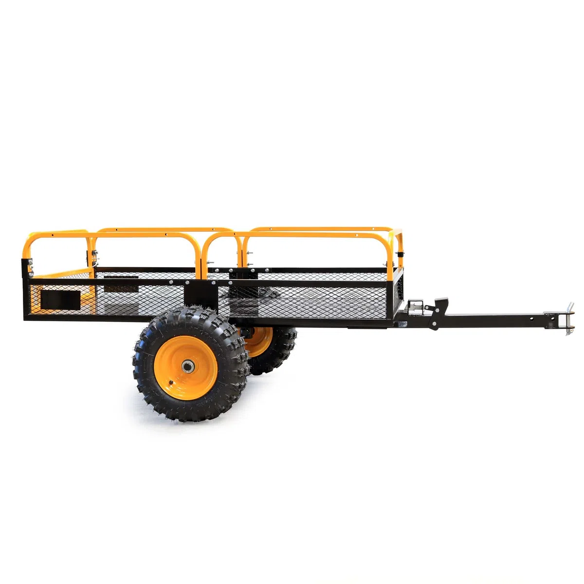 Wiltec Remorque basculante – 2100 x 1200 x 70 mm – capacité 450 kg – en Acier – avec Grille et Parois Amovibles – pour Tondeuse autoportée ATV Jardinage Transport