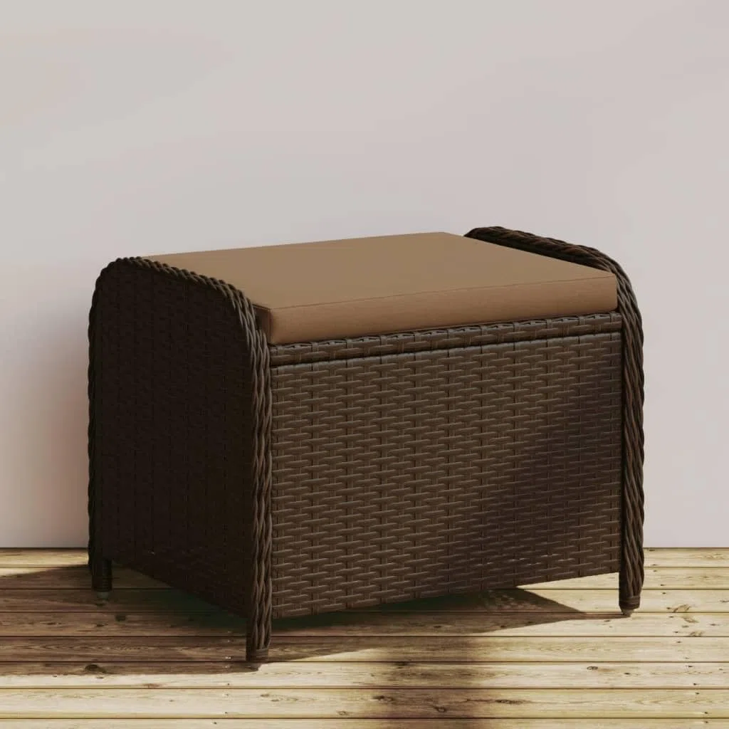 vidaXL Tabouret de Jardin avec Coussin, Chaise de Patio, Siège de Terrasse, Meuble de Balcon Arrière-Cour Extérieur, Brun Résine Tressée