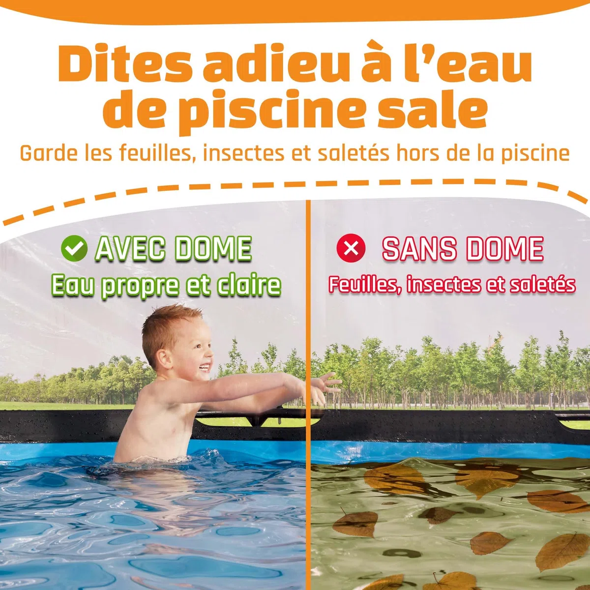 EXIT Toys Dôme Piscine Hors Sol Rond 366 cm pour Piscines 360–370 cm – Abri Piscine Hors Sol pour Intex Bestway et EXIT – Garde l’Eau Plus Propre et Plus Chaude – Transparent