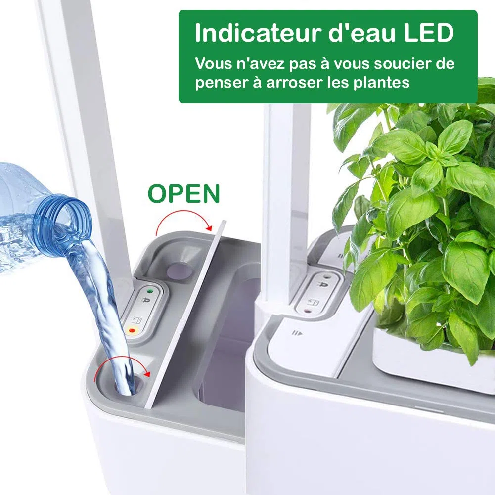 Clizia Smart Garden- Potager Hydroponique D’Intérieur, Jardiniere Interieur pour Herbes aromatiques - Jardin Autonome Intelligent avec Minuterie Automatique, Lumière LED Incluse (Blanc)