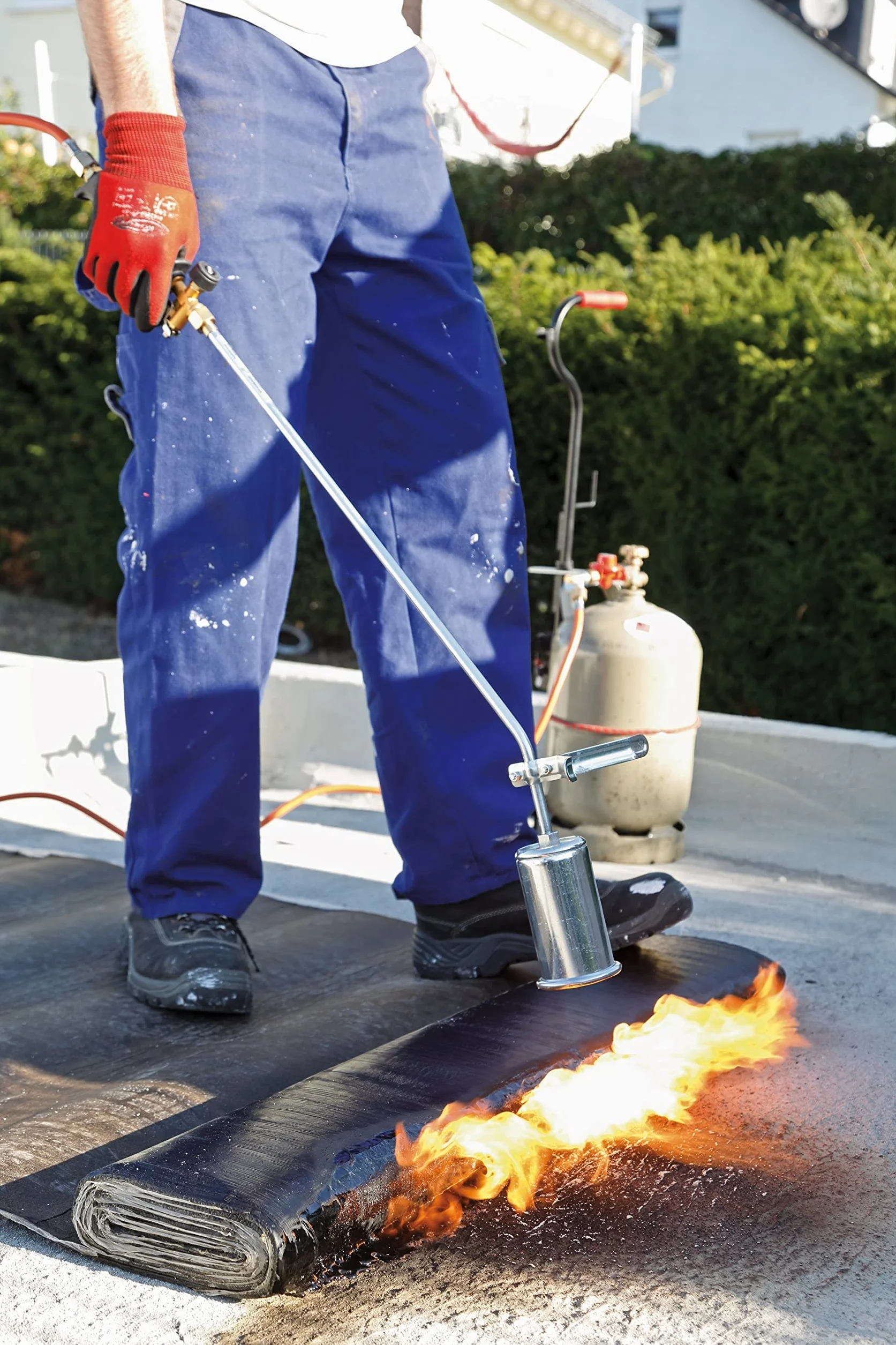 ROTHENBERGER Industrial Brûleur à gaz RoMaxi Eco | Brûleur | Désherbeur | Appareil à flamme | Soudage de membranes bitumineuses | Tête de brûleur 57 mm | Inclus : tuyau de gaz propane de 5 m 030958E
