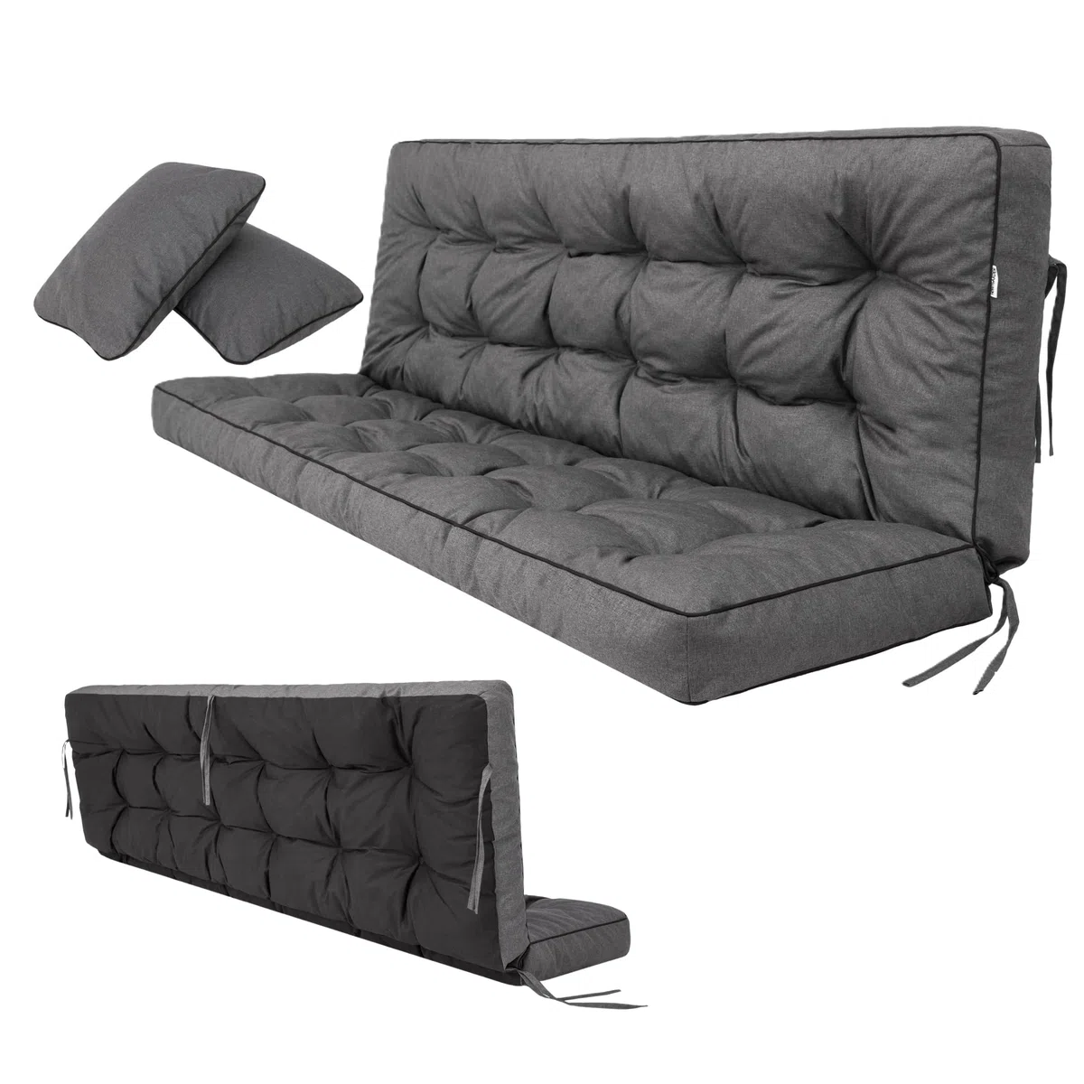 Coussin d'assise pour banc de jardin, 180 cm x 105 cm x 8 cm, pour balançoire, extérieur, imperméable, pour l'extérieur et l'intérieur, meubles de jardin