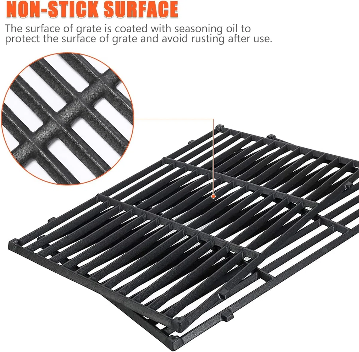 GFTIME 7637 44,5cm Grille Cuisson pour Weber Spirit I & II 200, Spirit 200 E-210, E-220, S-210, S-220 (Boutons de Commande Avant), Fonte Pieces Detachees Grille pour Weber Spirit 210 Barbecues à Gaz