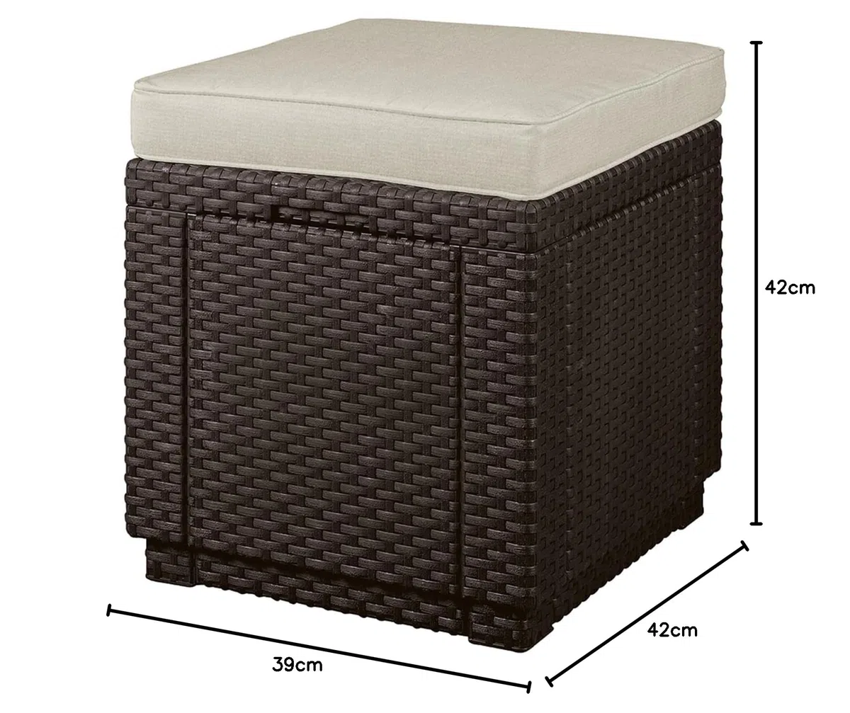 Keter Siège avec Coussin Fonction de Rangement Brun Cube avec Coussin