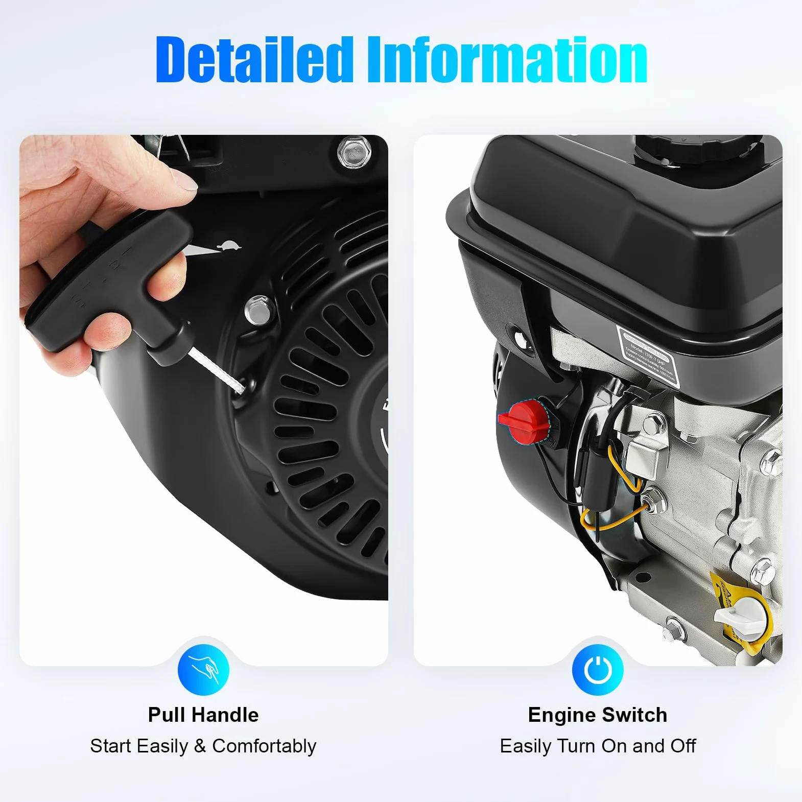 Moteur à essence 7,5 CV 212 cm³, 4 temps, moteur kart, arbre de 20 mm | 3600 tr/min, refroidissement par air, moteur d'entraînement