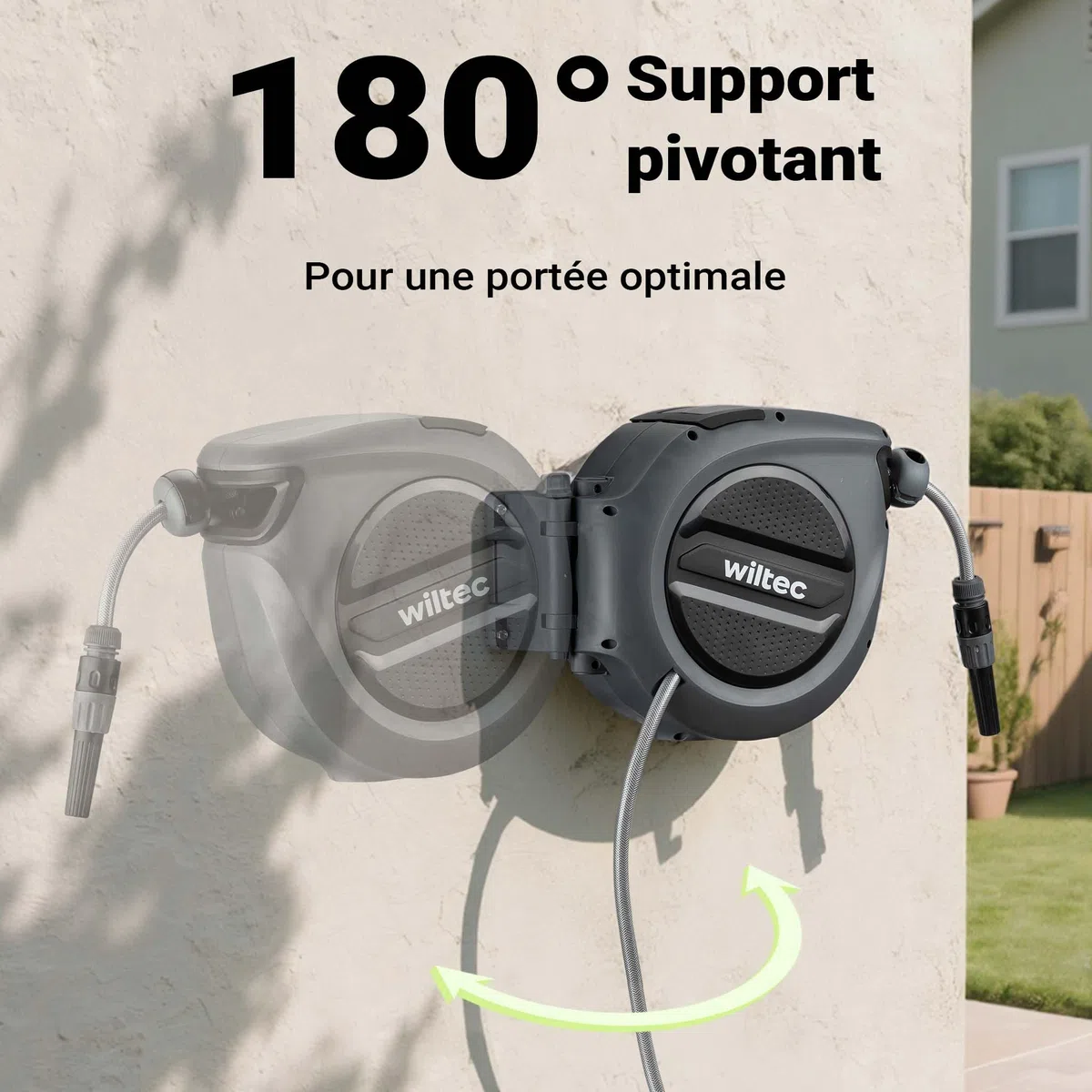 XPOtool Schlauchbox mit Aufroll-Automatik 15m Wasserschlauch zur Wandmontage für Gartenbewässerung