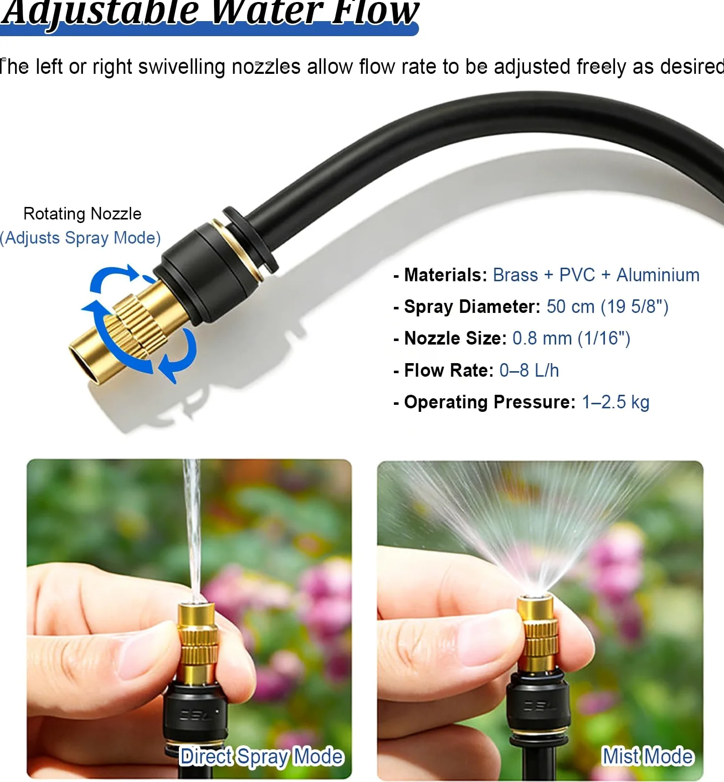 Système D'irrigation Jardin Kit de Pulvérisation Rafraîchissante | Kits de Dissipation Thermique Automatiques, Systèmes D'arrosage par Aspersion(180m/590.4ft)