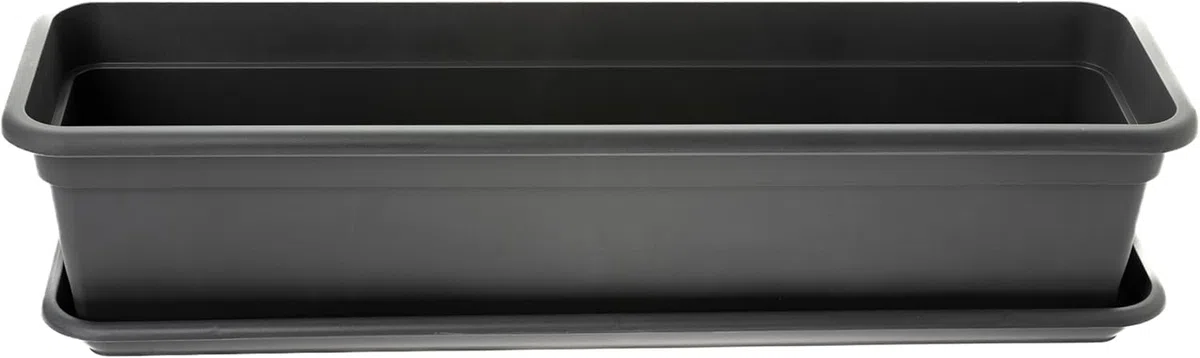 SUSTANIA Élégance anthracite : lot de 6 jardinières de balcon de 60 cm avec soucoupe - Laissez votre balcon fleurir avec style ! - Jardinière fabriquée en UE