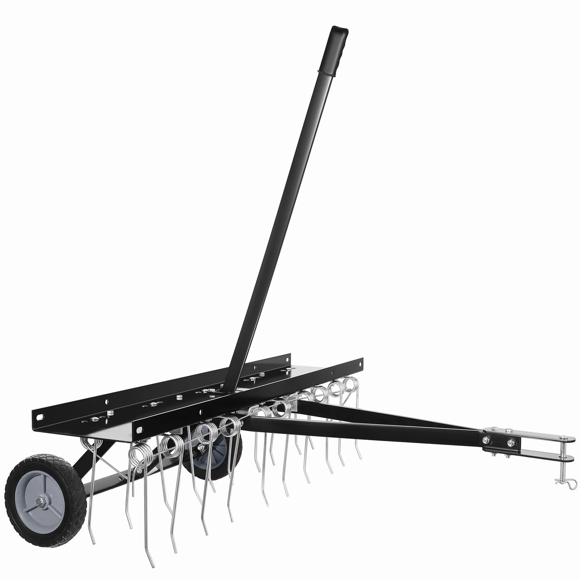 Wiltec Scarificateur Trainé Largeur de Travail 100cm Ressorts en Acier 16,5 cm Hauteur réglable 18 et 22 cm Scarificateur Poids 15 Kg Pelouse pour Tracteur Tondeuse Roues en Caoutchouc ATV