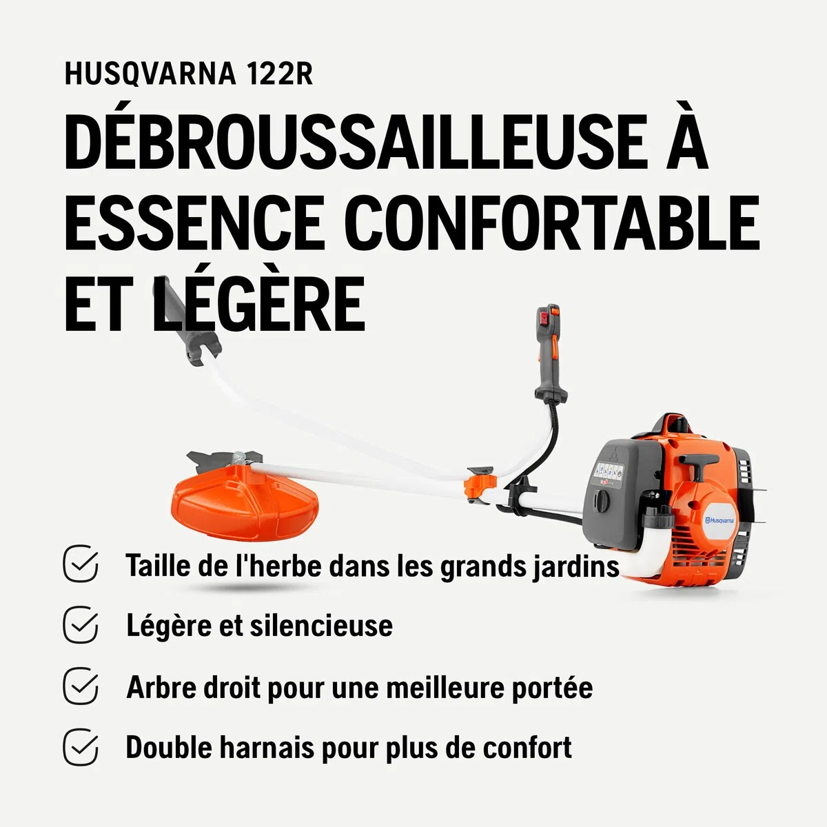 Husqvarna 122R Coupe-Bordures Thermique | Débroussailleuse 2 temps 21,7cm³, largeur de coupe 43 cm, tête Tap 'n Go