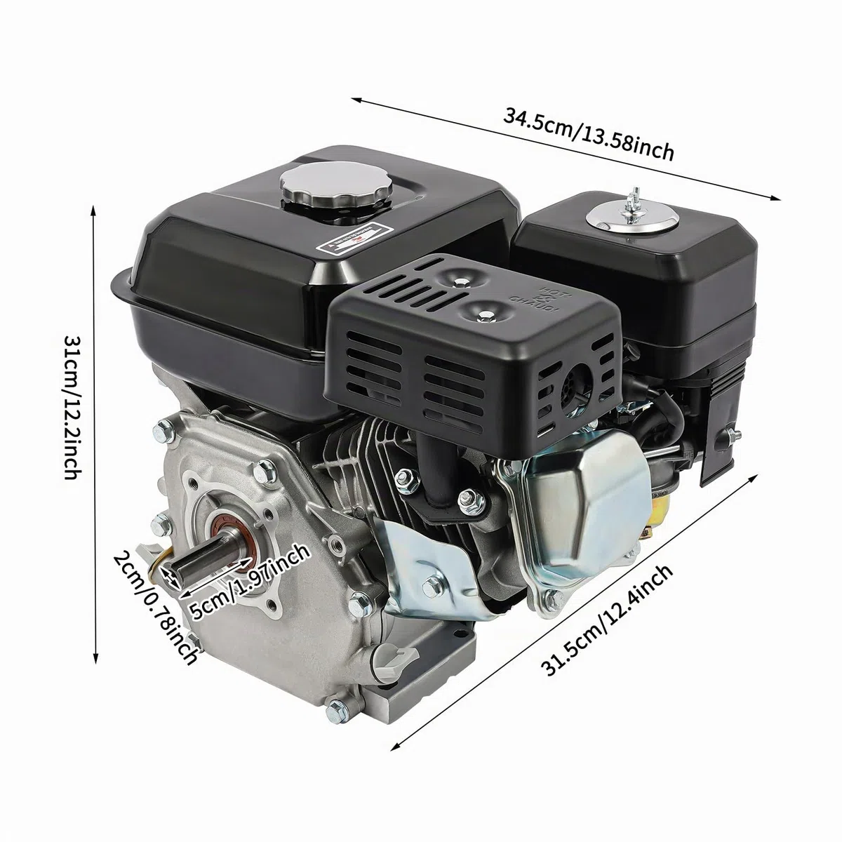 Moteur à essence 7,5 CV 4 temps - Moteur sur pied - Moteur de rechange - Moteur monocylindre - Avec sécurité en cas de manque d'huile - Arbre de 20 mm de diamètre - Refroidi à l'air - 3600 tr