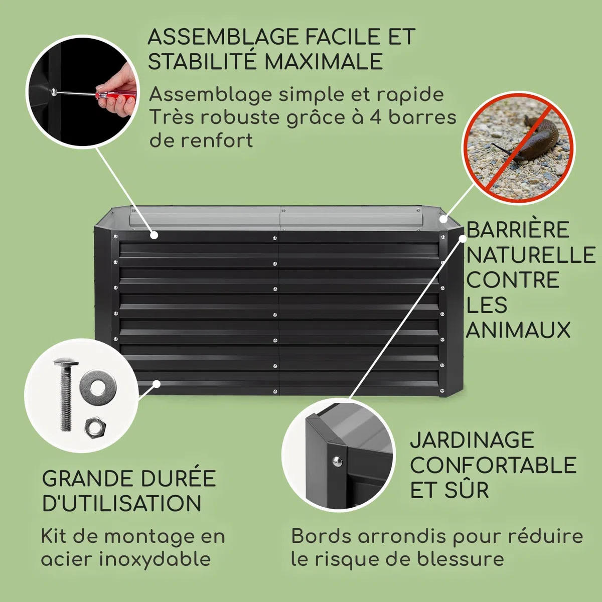 blumfeldt Jardiniere sur Pieds, Espace Potager Jardinage Extérieur, Surélevé en Hauteur, pour Balcon, Bac Potager en Acier, 432L, 1,2 m