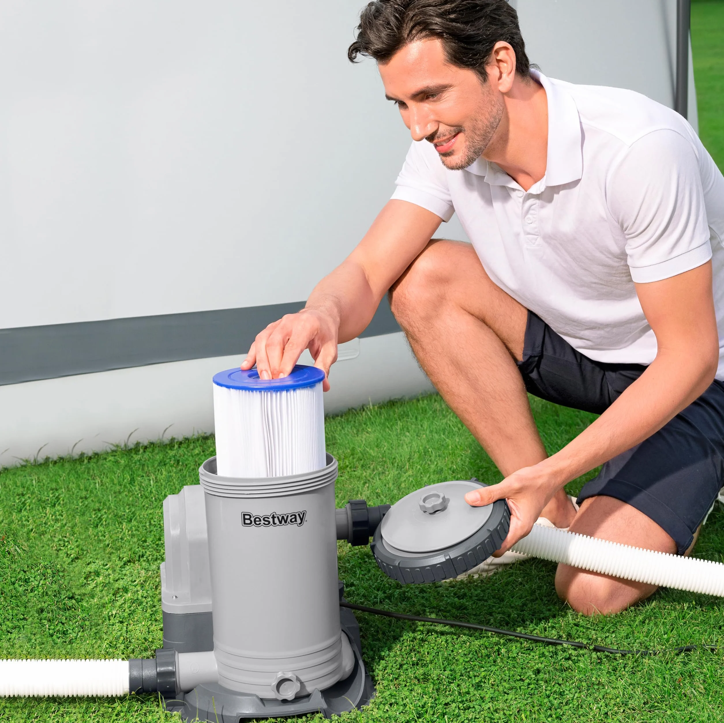 Bestway Pompe de filtration à cartouche pour piscine hors sol 9 463 L - 42 cm x 30 cm x 37 cm - Gris