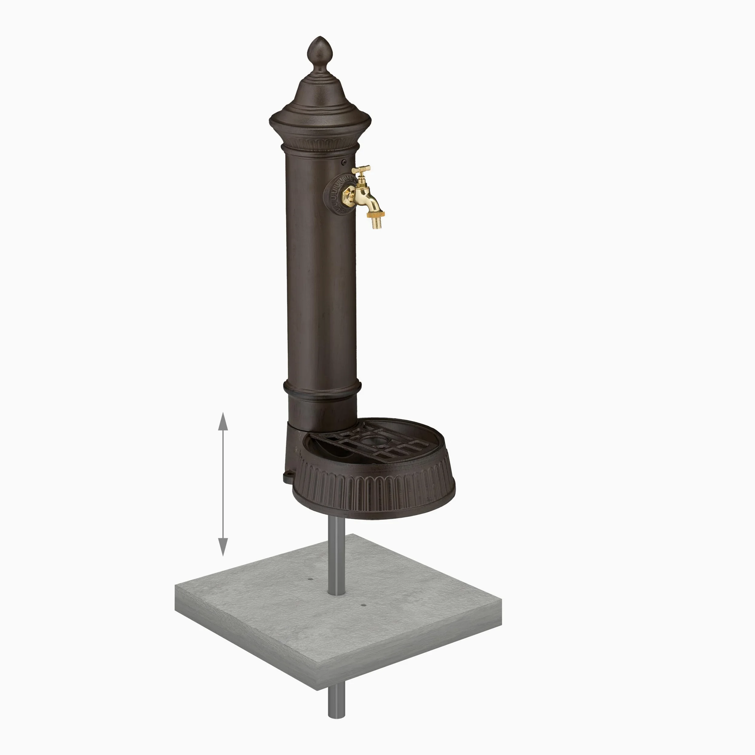 Relaxdays Fontaine extérieure de Jardin, Design Antique, avec Robinet et bac, H x L x P : env. 72 x 26 x 31 cm, Marron