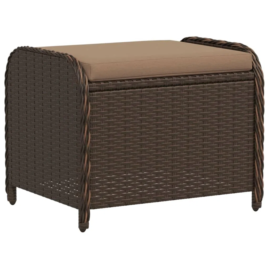 vidaXL Tabouret de Jardin avec Coussin, Chaise de Patio, Siège de Terrasse, Meuble de Balcon Arrière-Cour Extérieur, Brun Résine Tressée